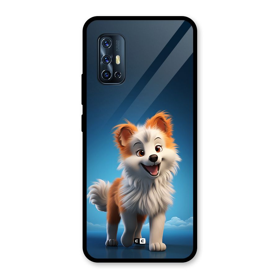 Cute Puppy Walking Glass Back Case for Vivo V17
