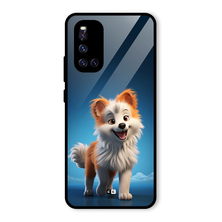 Cute Puppy Walking Glass Back Case for Vivo V19