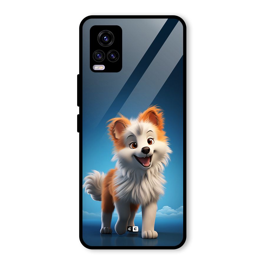 Cute Puppy Walking Glass Back Case for Vivo V20