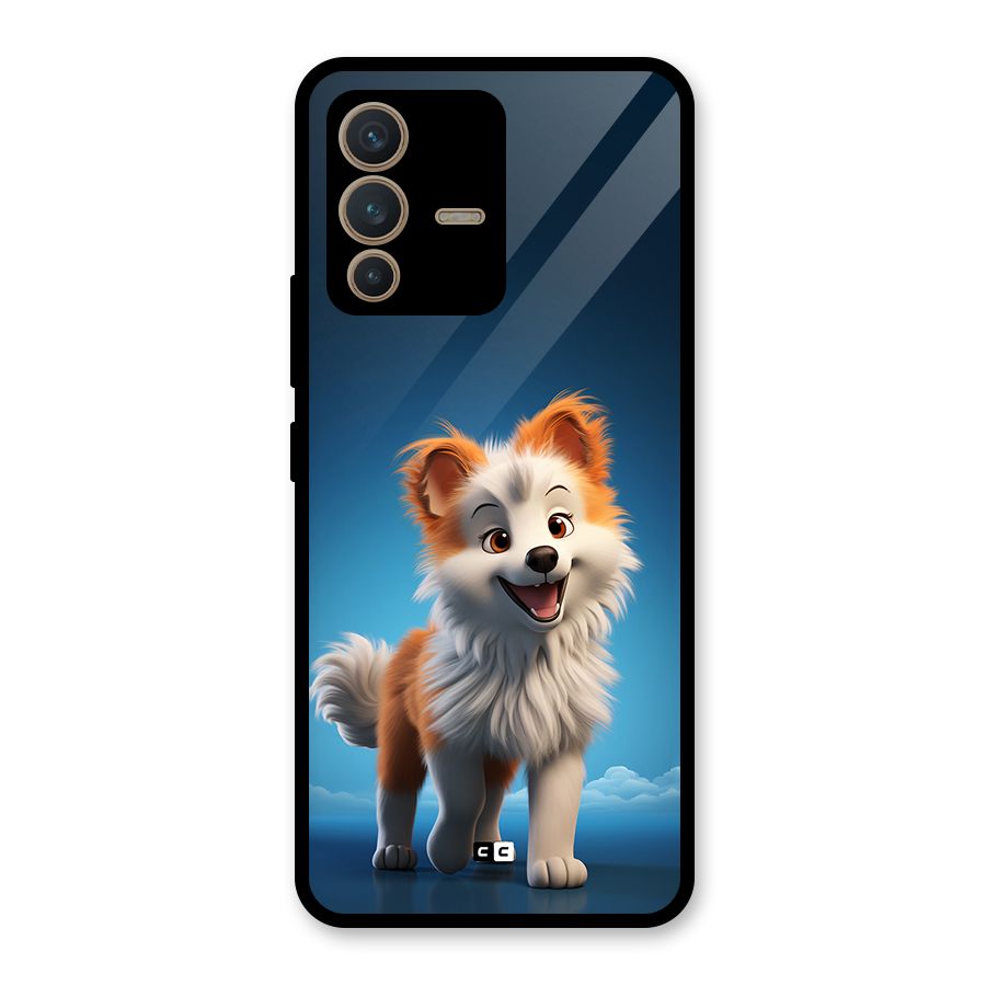 Cute Puppy Walking Glass Back Case for Vivo V23 5G