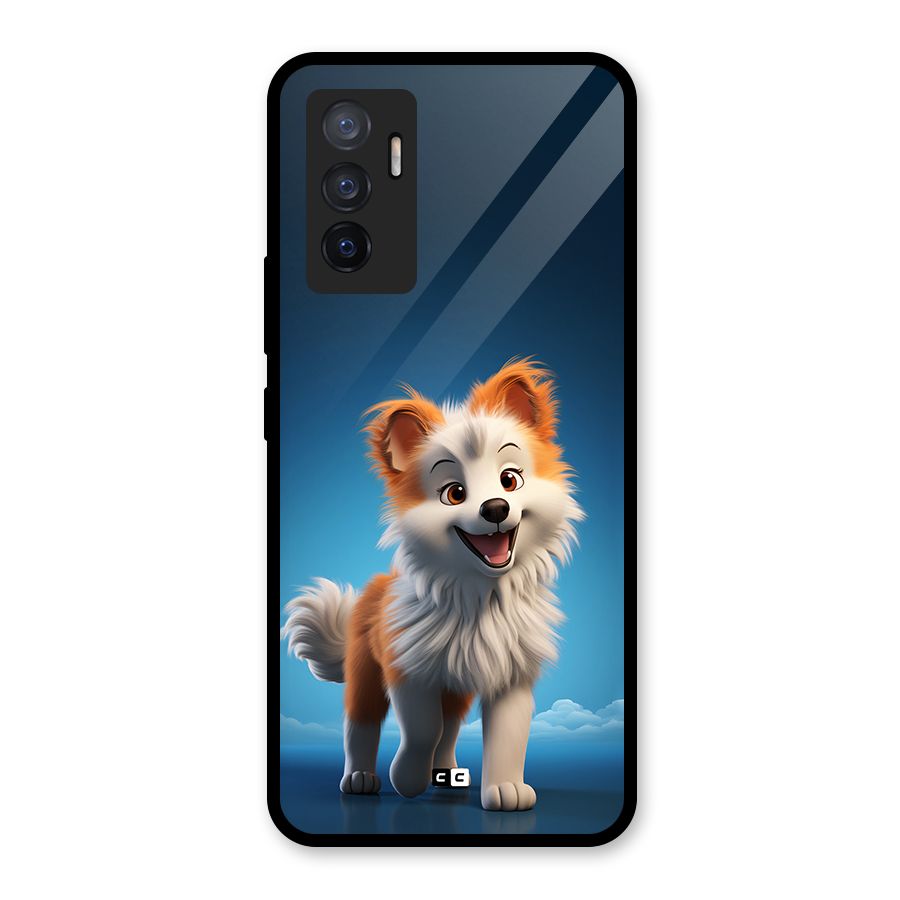 Cute Puppy Walking Glass Back Case for Vivo V23e