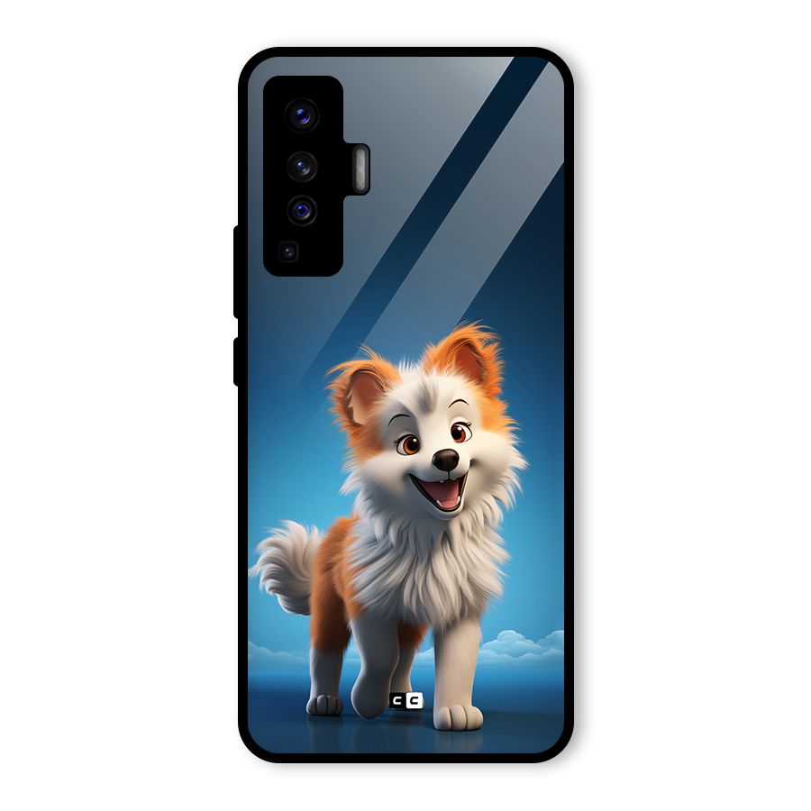 Cute Puppy Walking Glass Back Case for Vivo X50