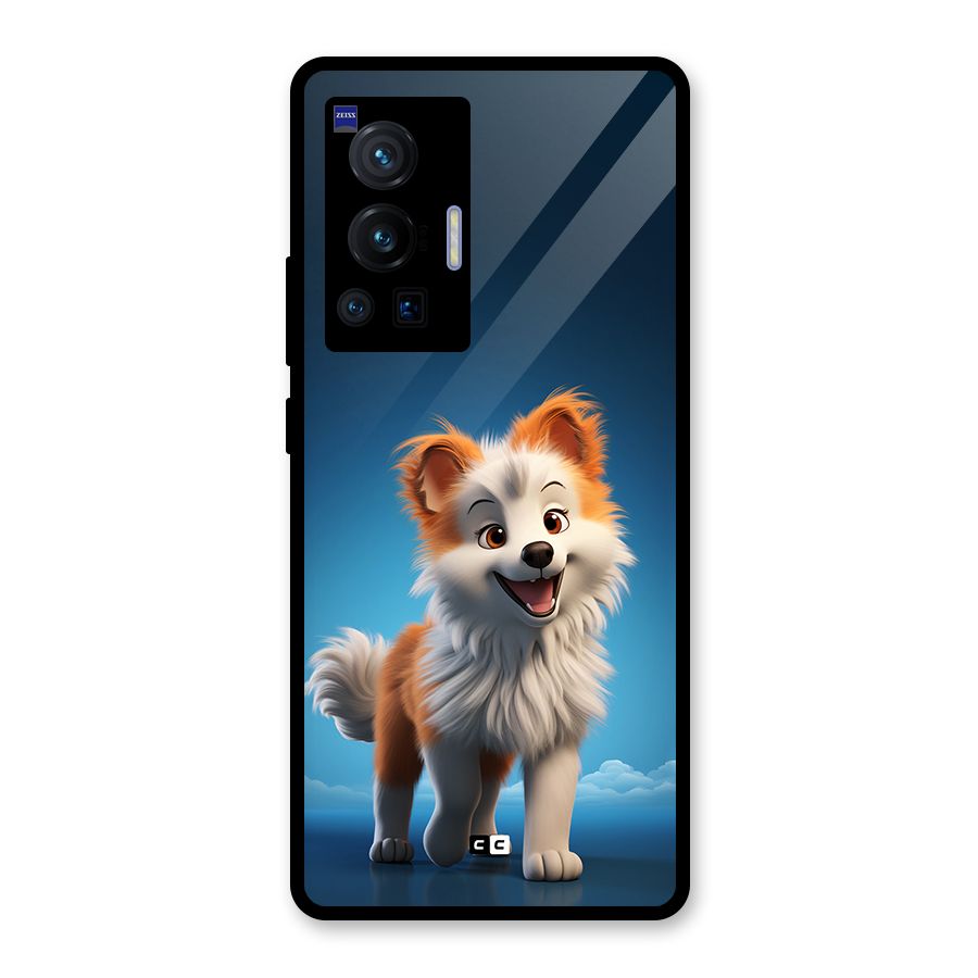 Cute Puppy Walking Glass Back Case for Vivo X70 Pro
