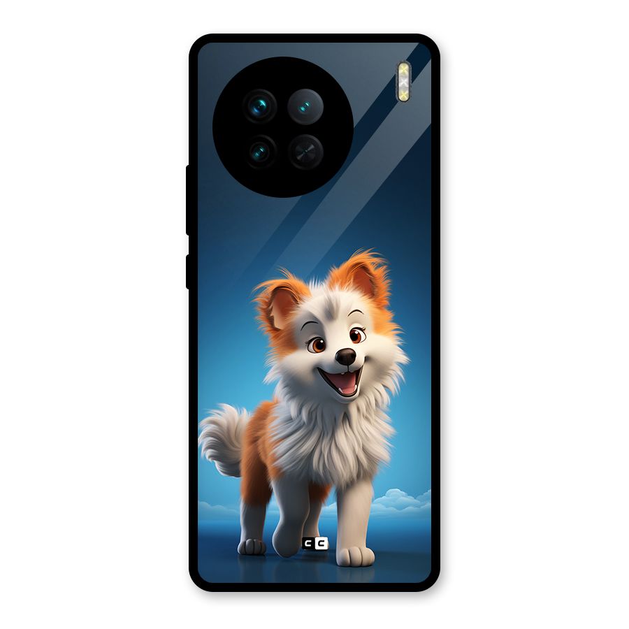 Cute Puppy Walking Glass Back Case for Vivo X90