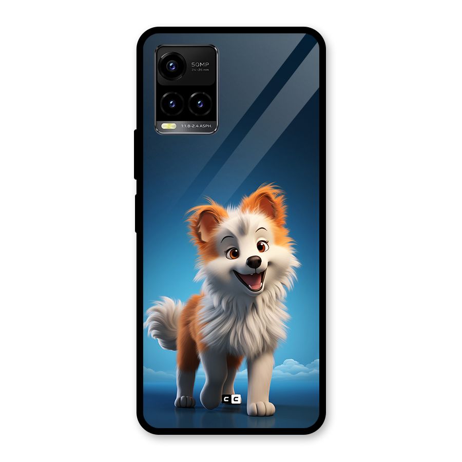 Cute Puppy Walking Glass Back Case for Vivo Y21A