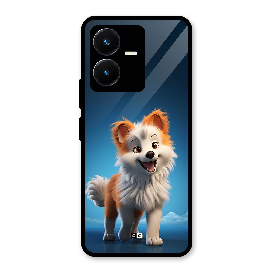 Cute Puppy Walking Glass Back Case for Vivo Y22