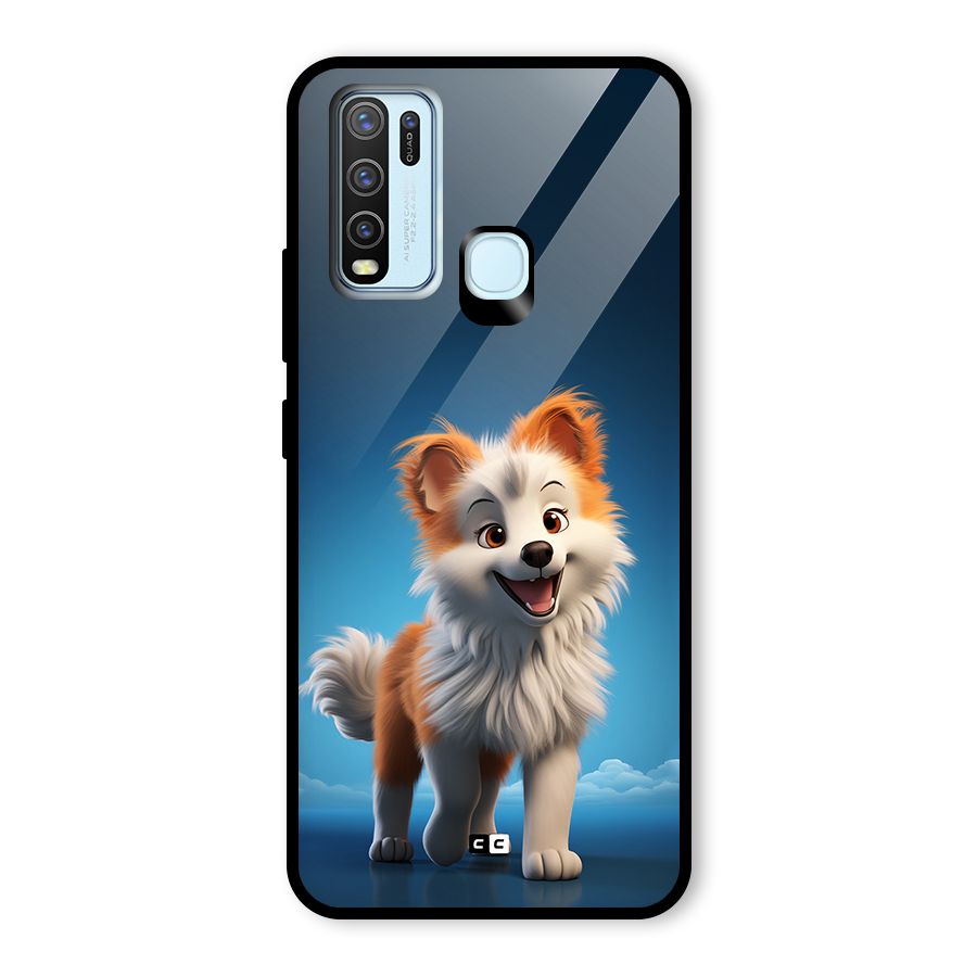 Cute Puppy Walking Glass Back Case for Vivo Y30