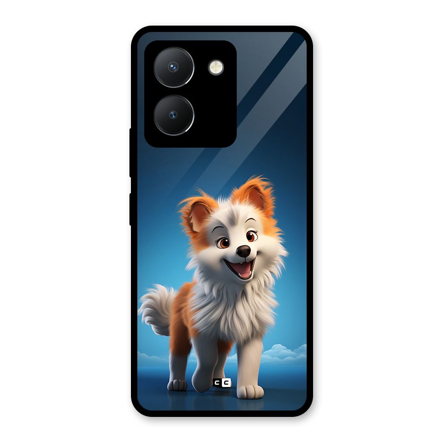 Cute Puppy Walking Glass Back Case for Vivo Y36