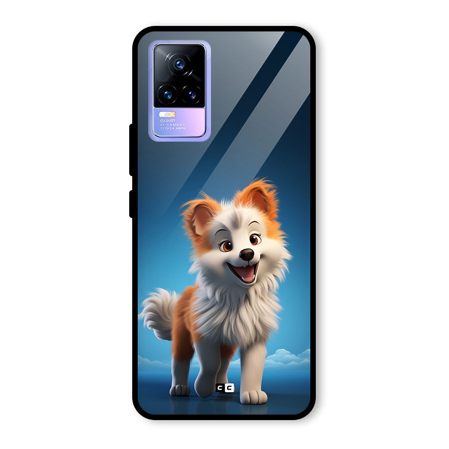 Cute Puppy Walking Glass Back Case for Vivo Y73