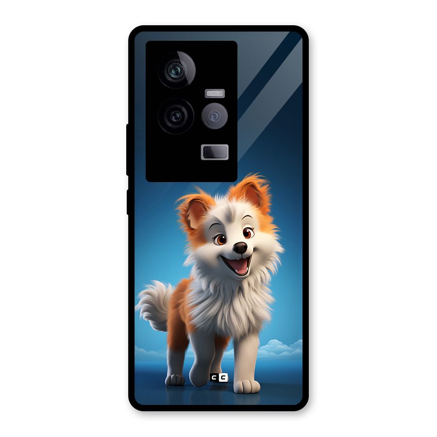 Cute Puppy Walking Glass Back Case for Vivo iQOO 11 5G