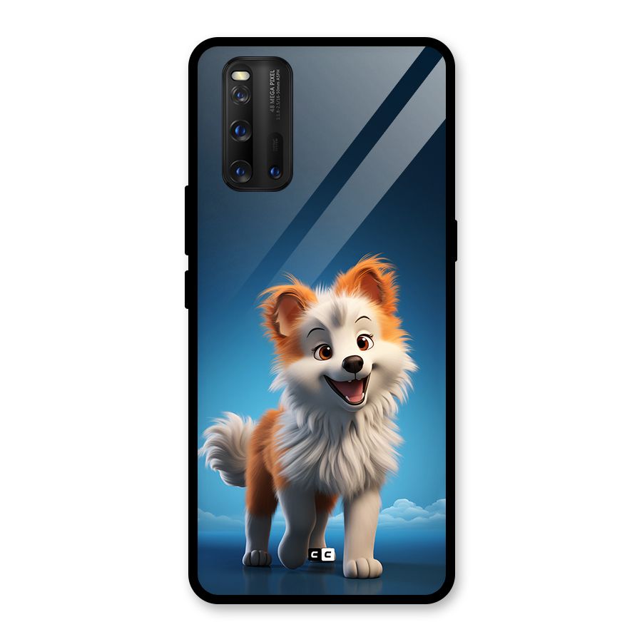 Cute Puppy Walking Glass Back Case for Vivo iQOO 3