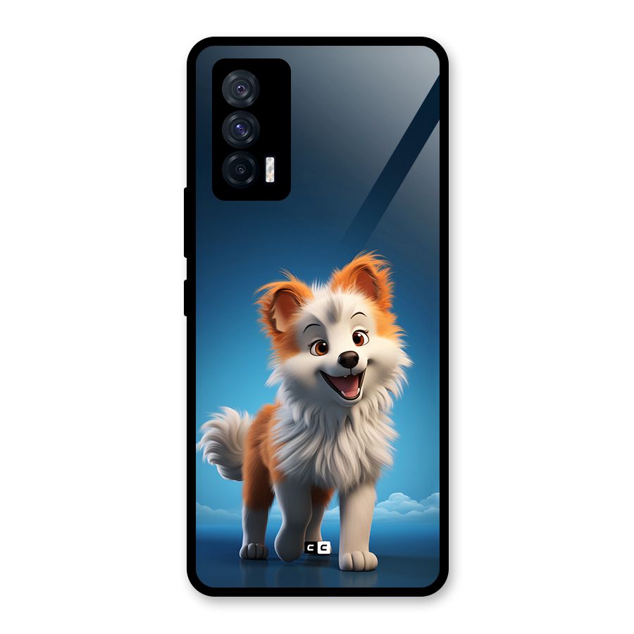 Cute Puppy Walking Glass Back Case for Vivo iQOO 7 5G