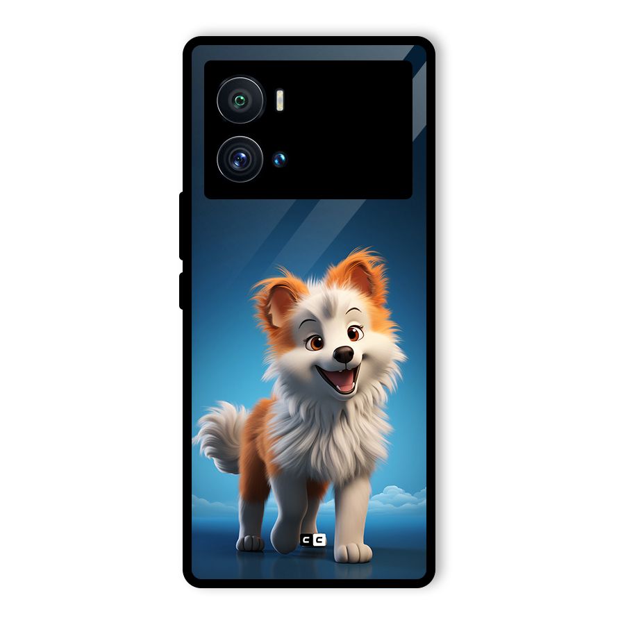 Cute Puppy Walking Glass Back Case for Vivo iQOO 9 Pro