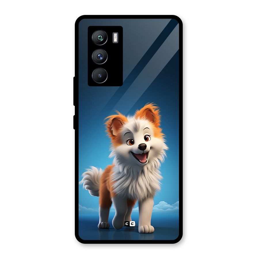 Cute Puppy Walking Glass Back Case for Vivo iQOO 9 SE
