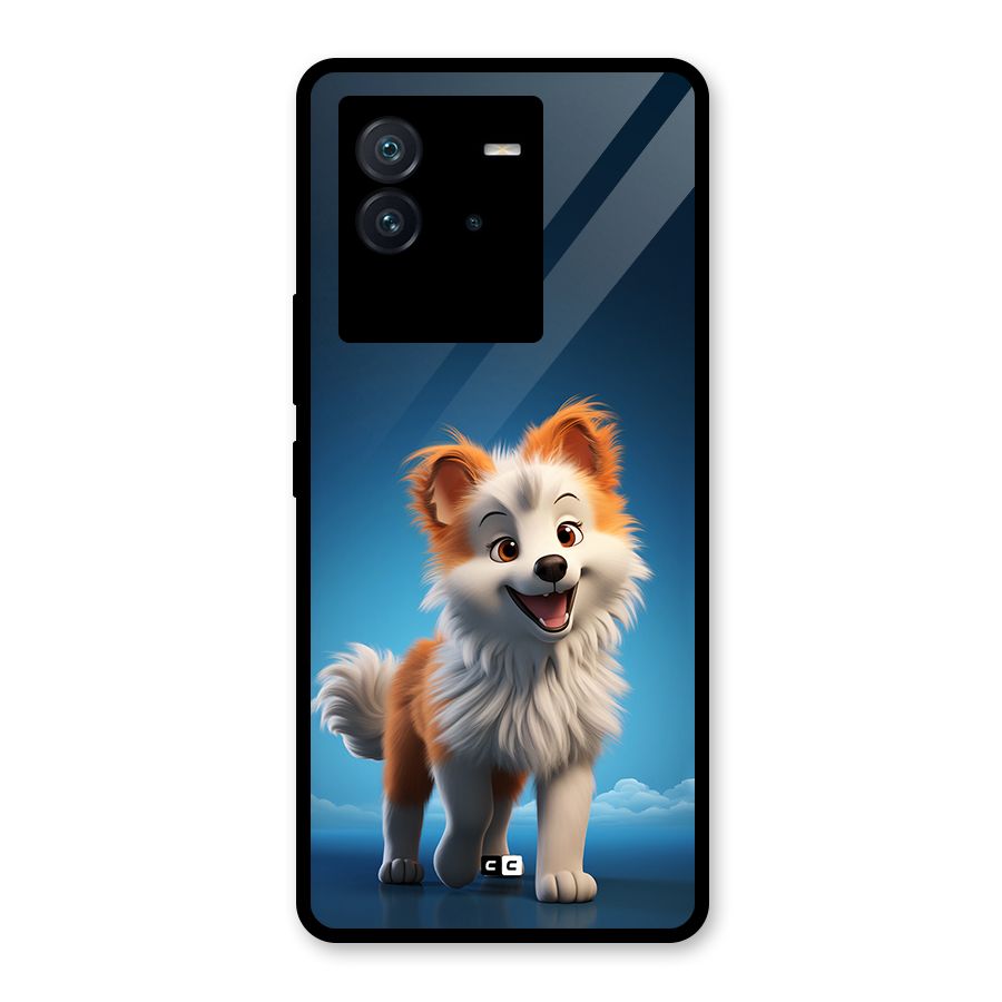 Cute Puppy Walking Glass Back Case for Vivo iQOO Neo 6 5G