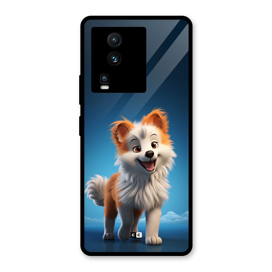 Cute Puppy Walking Glass Back Case for Vivo iQOO Neo 7