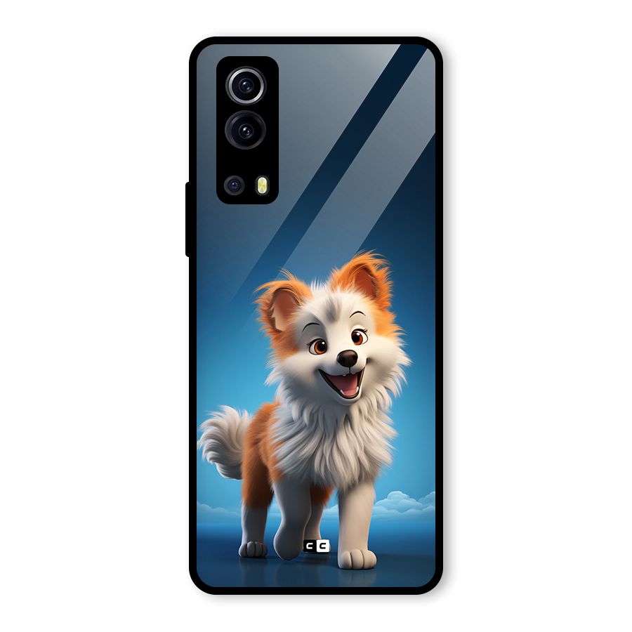 Cute Puppy Walking Glass Back Case for Vivo iQOO Z3