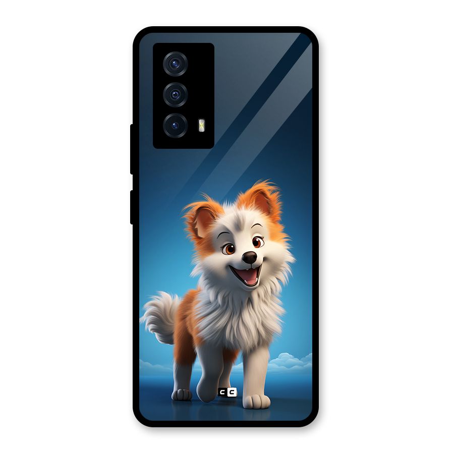 Cute Puppy Walking Glass Back Case for Vivo iQOO Z5