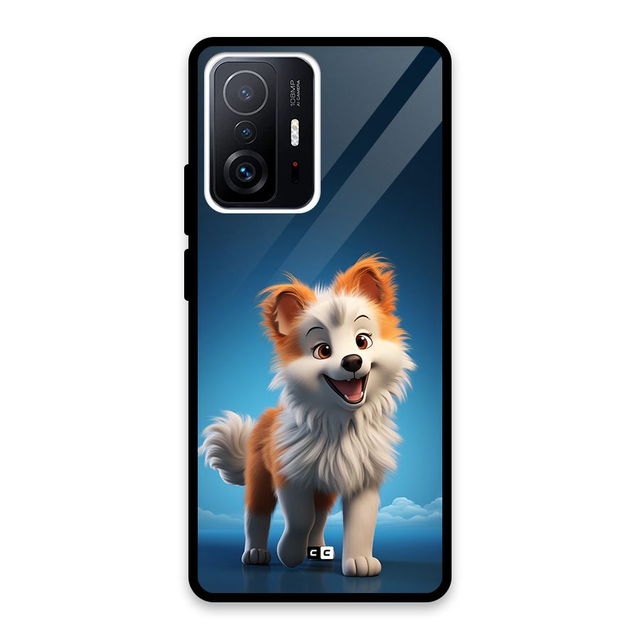 Cute Puppy Walking Glass Back Case for Xiaomi 11T Pro