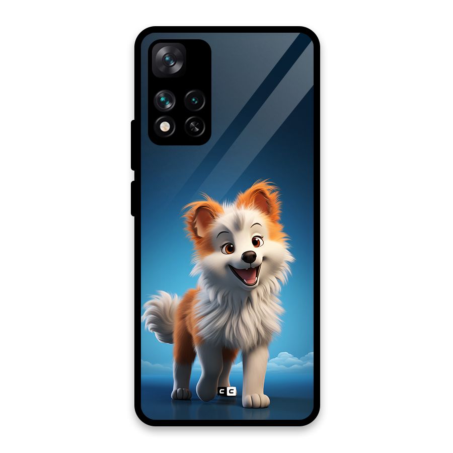 Cute Puppy Walking Glass Back Case for Xiaomi 11i HyperCharge 5G