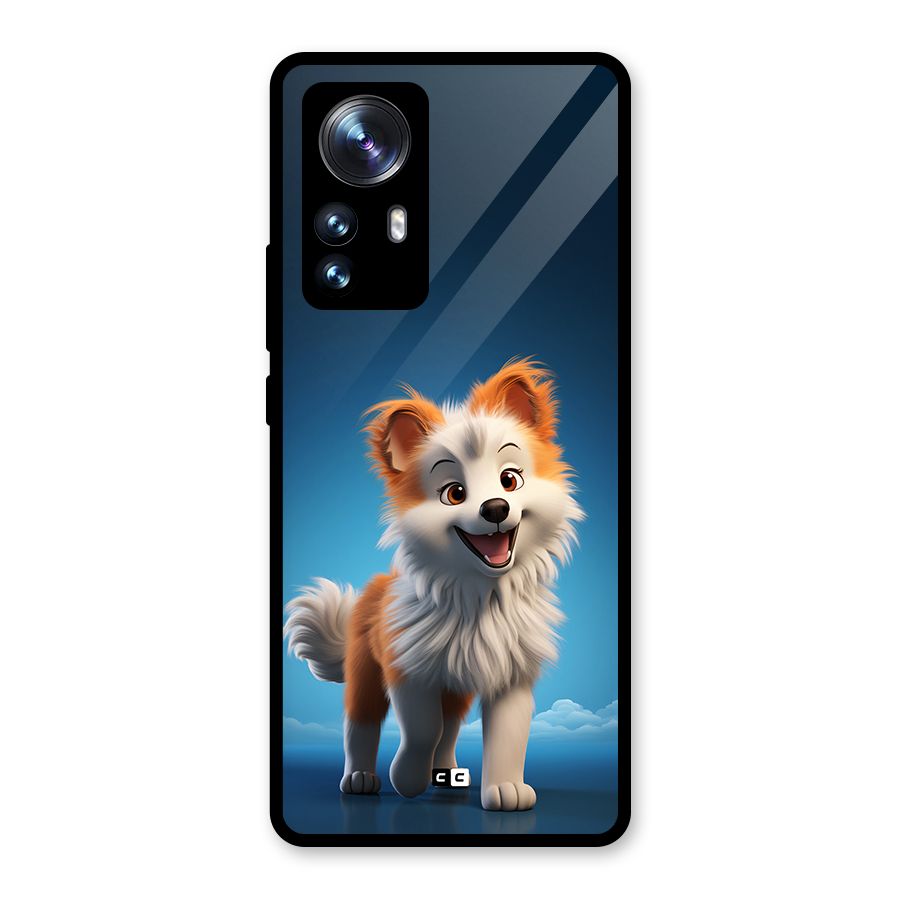 Cute Puppy Walking Glass Back Case for Xiaomi 12 Pro