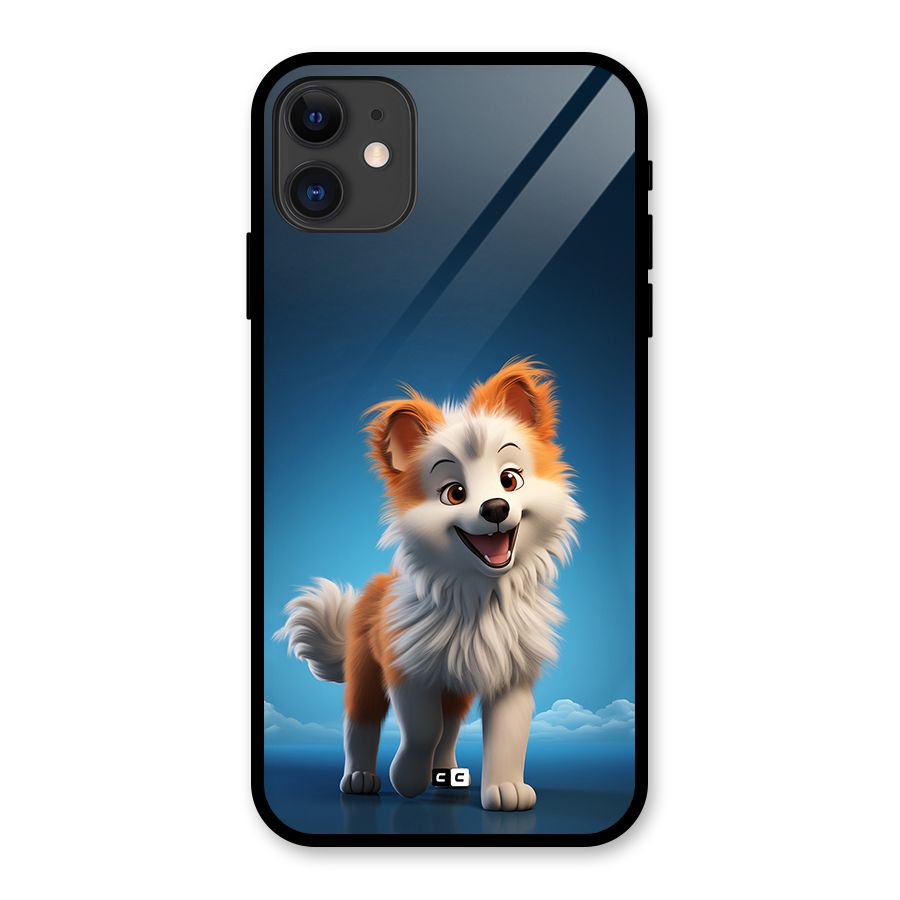 Cute Puppy Walking Glass Back Case for iPhone 11