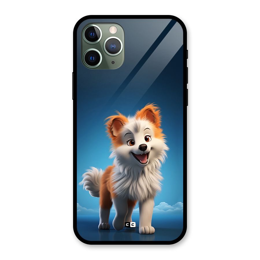 Cute Puppy Walking Glass Back Case for iPhone 11 Pro