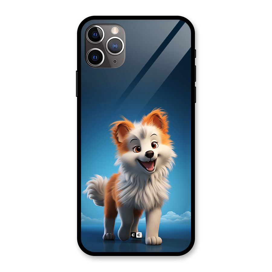 Cute Puppy Walking Glass Back Case for iPhone 11 Pro Max