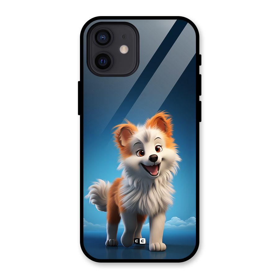 Cute Puppy Walking Glass Back Case for iPhone 12