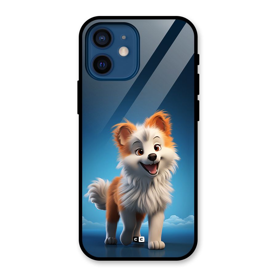 Cute Puppy Walking Glass Back Case for iPhone 12 Mini