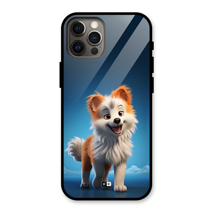 Cute Puppy Walking Glass Back Case for iPhone 12 Pro