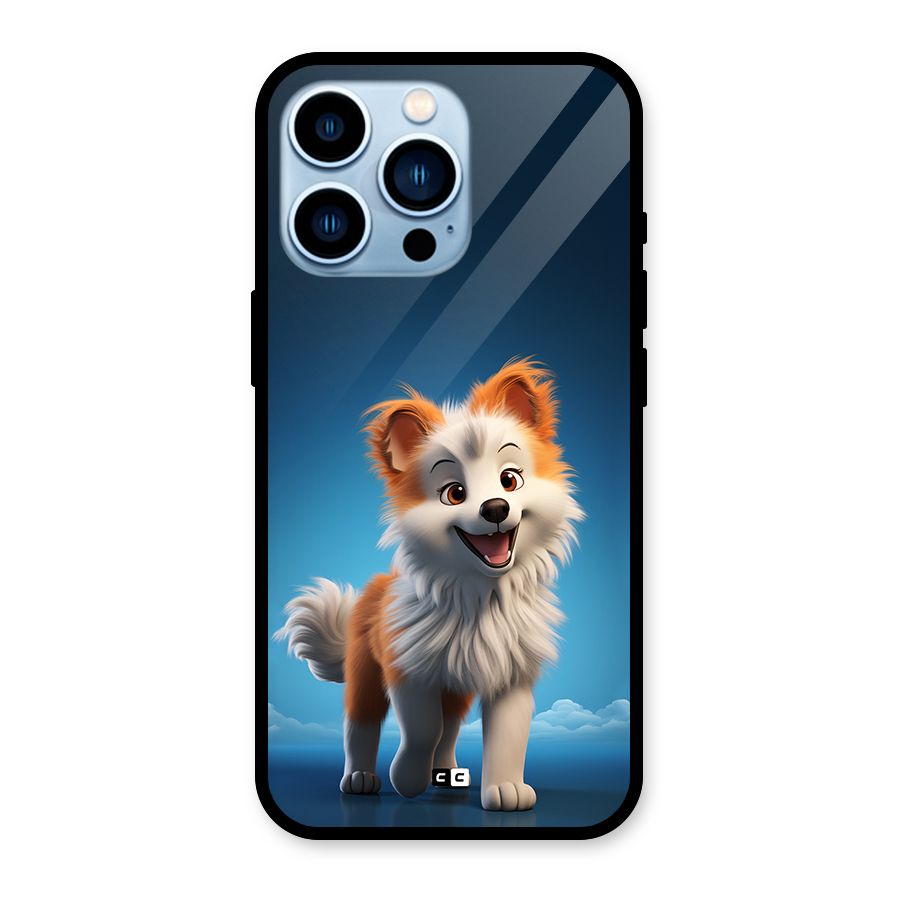 Cute Puppy Walking Glass Back Case for iPhone 13 Pro