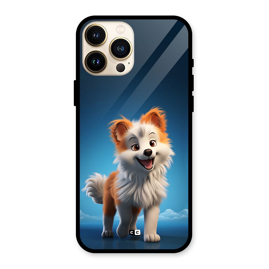Cute Puppy Walking Glass Back Case for iPhone 13 Pro Max