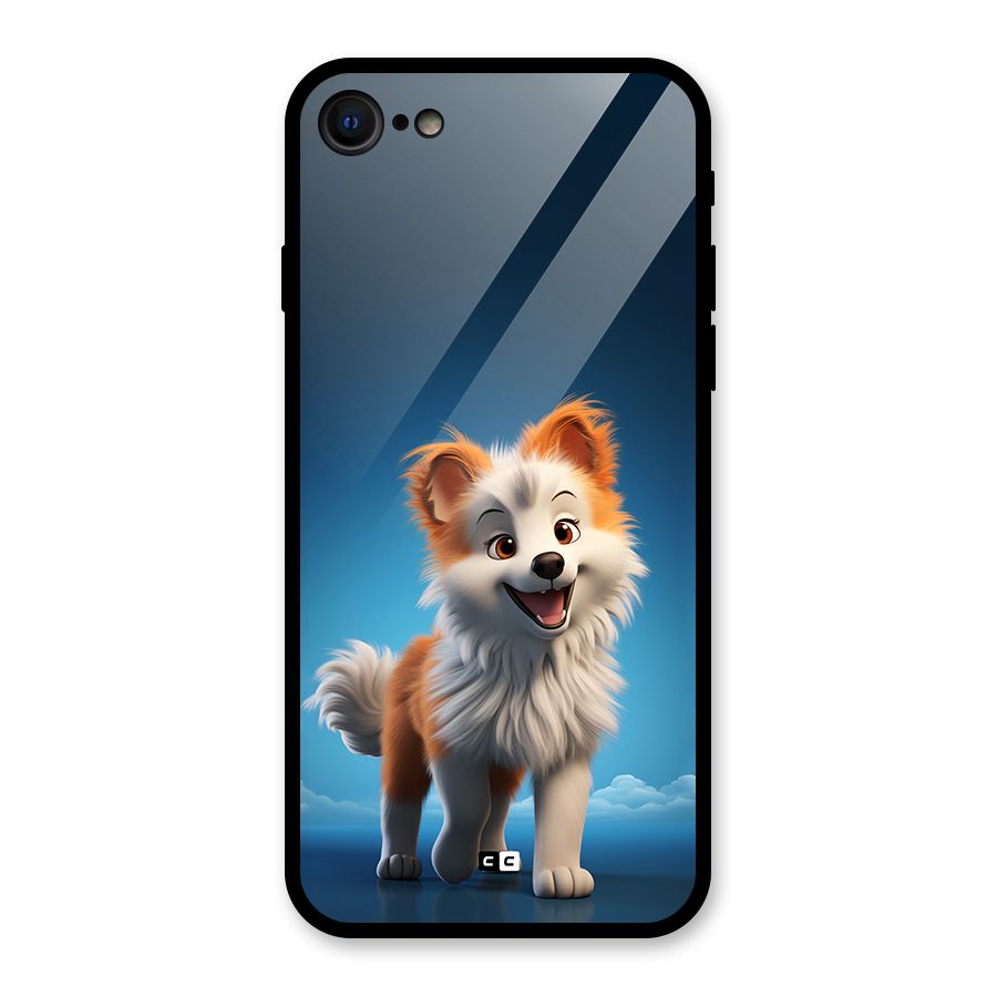 Cute Puppy Walking Glass Back Case for iPhone 7