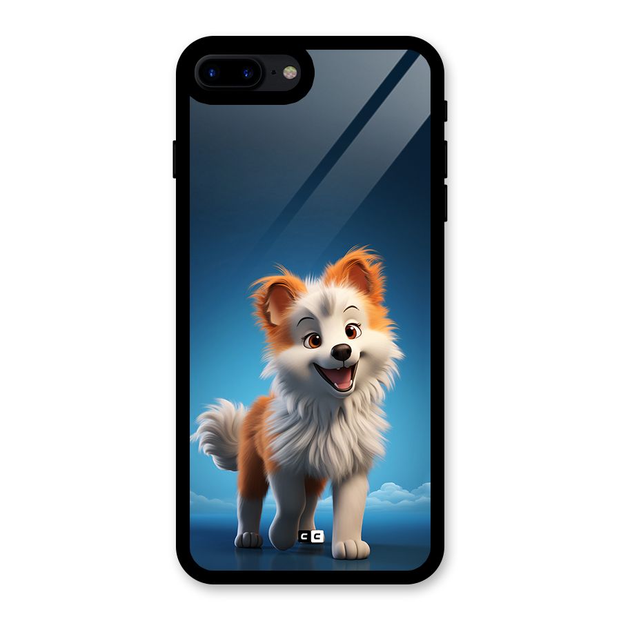 Cute Puppy Walking Glass Back Case for iPhone 7 Plus