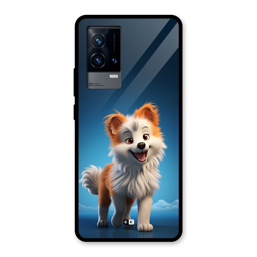 Cute Puppy Walking Glass Back Case for iQOO 9 5G