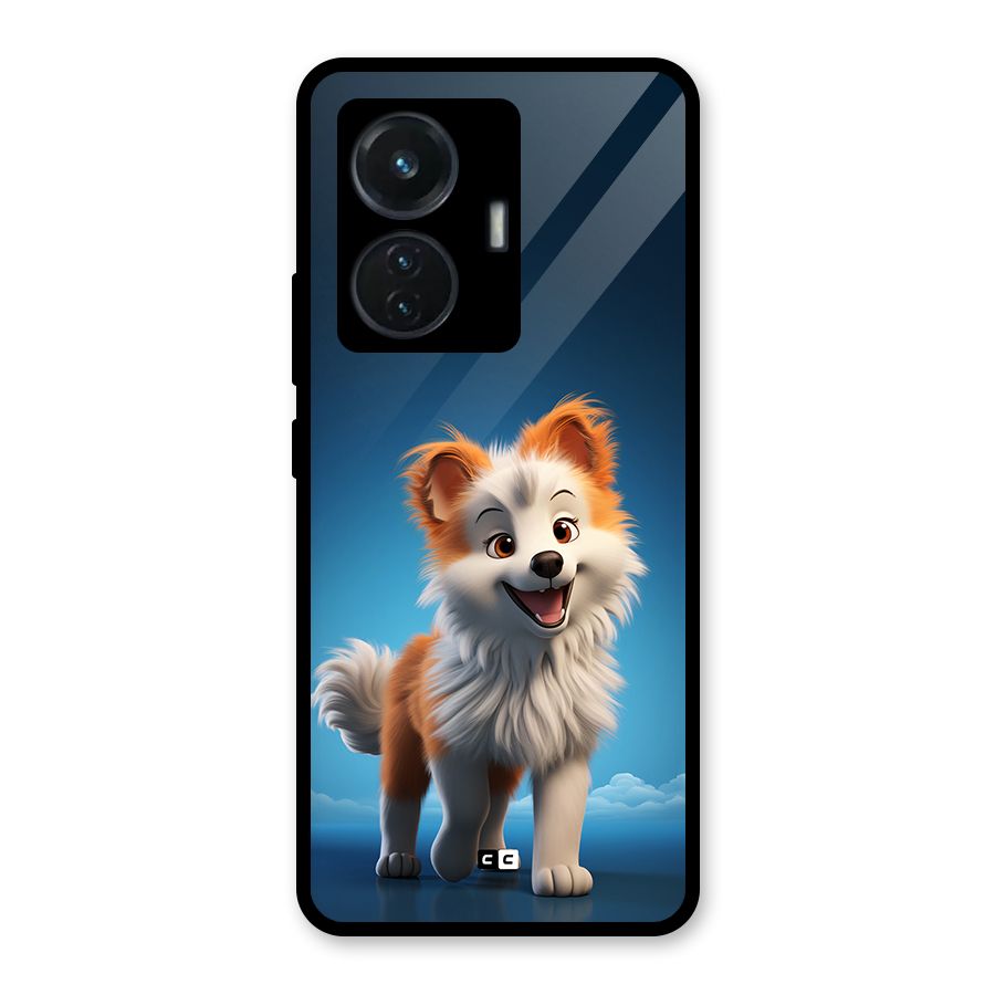Cute Puppy Walking Glass Back Case for iQOO Z6 44W