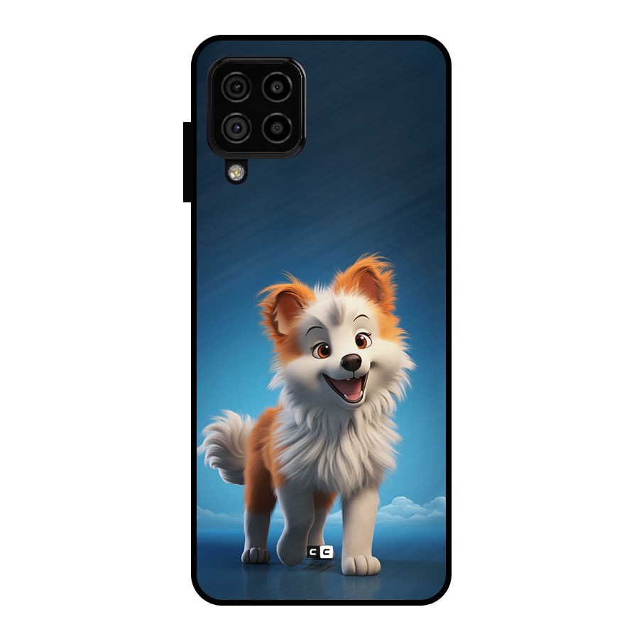 Cute Puppy Walking Metal Back Case for Galaxy A22 4G