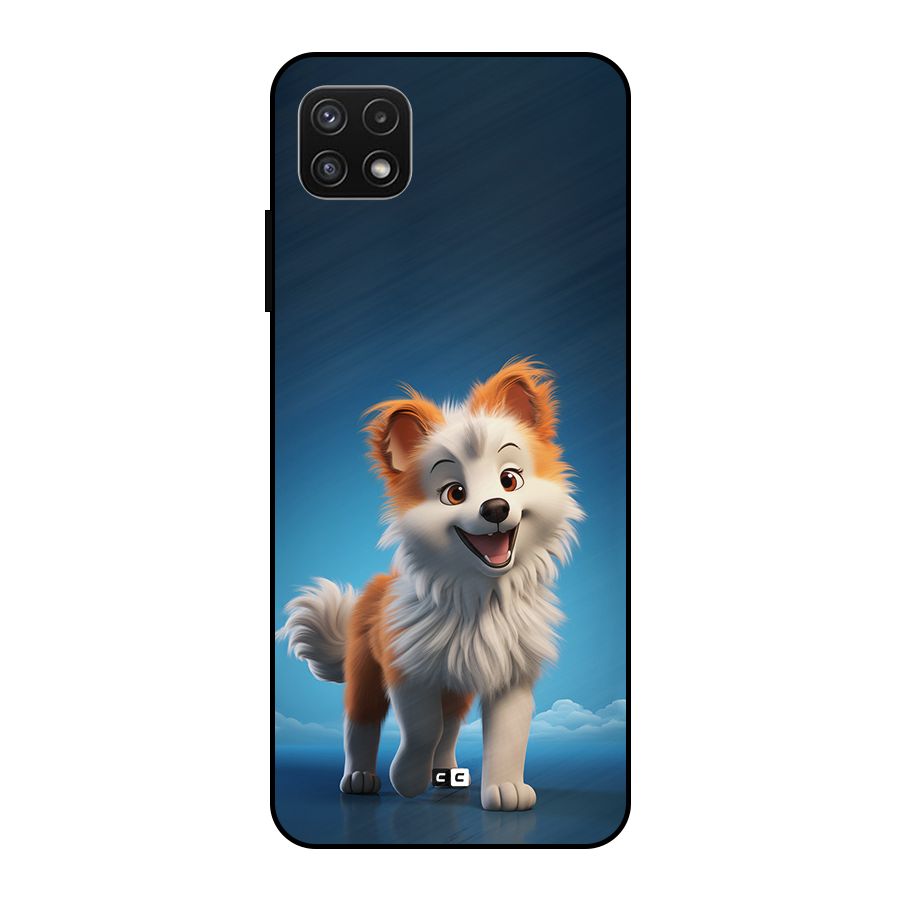 Cute Puppy Walking Metal Back Case for Galaxy A22 5G