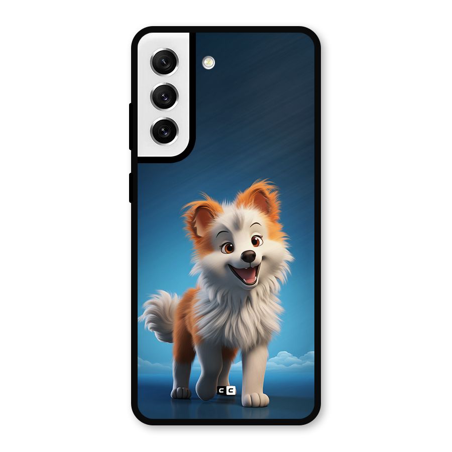 Cute Puppy Walking Metal Back Case for Galaxy S21 FE 5G