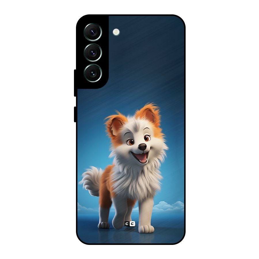 Cute Puppy Walking Metal Back Case for Galaxy S22 Plus 5G