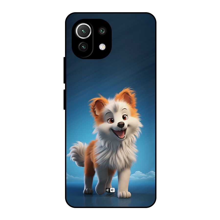 Cute Puppy Walking Metal Back Case for Mi 11 Lite