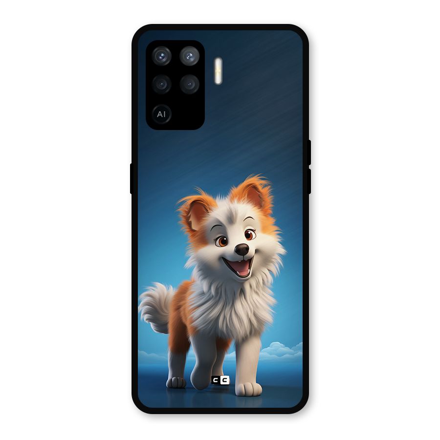 Cute Puppy Walking Metal Back Case for Oppo F19 Pro