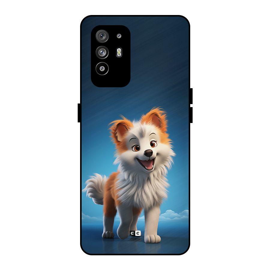 Cute Puppy Walking Metal Back Case for Oppo F19 Pro Plus 5G