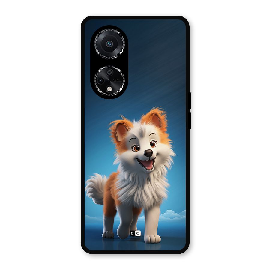 Cute Puppy Walking Metal Back Case for Oppo F23