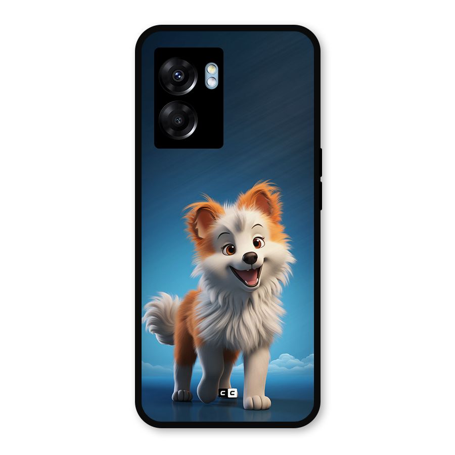 Cute Puppy Walking Metal Back Case for Oppo K10 (5G)