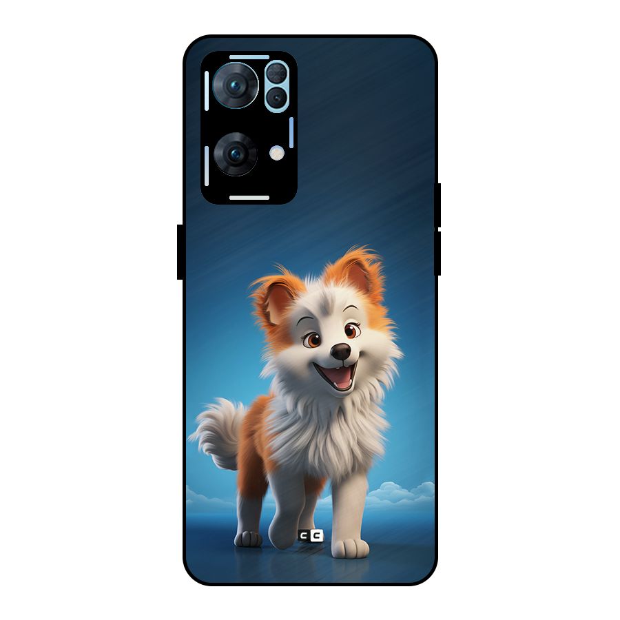 Cute Puppy Walking Metal Back Case for Oppo Reno7 Pro 5G