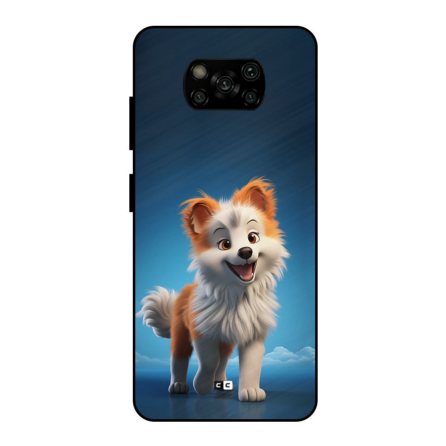 Cute Puppy Walking Metal Back Case for Poco X3