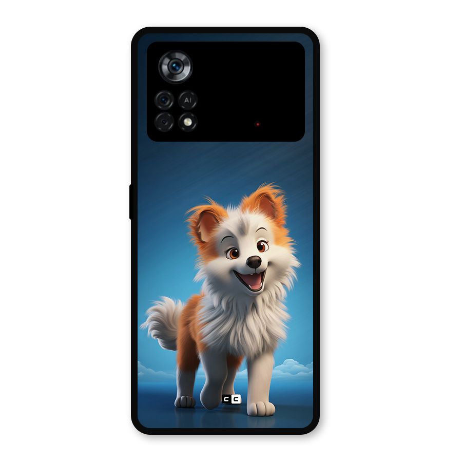 Cute Puppy Walking Metal Back Case for Poco X4 Pro 5G