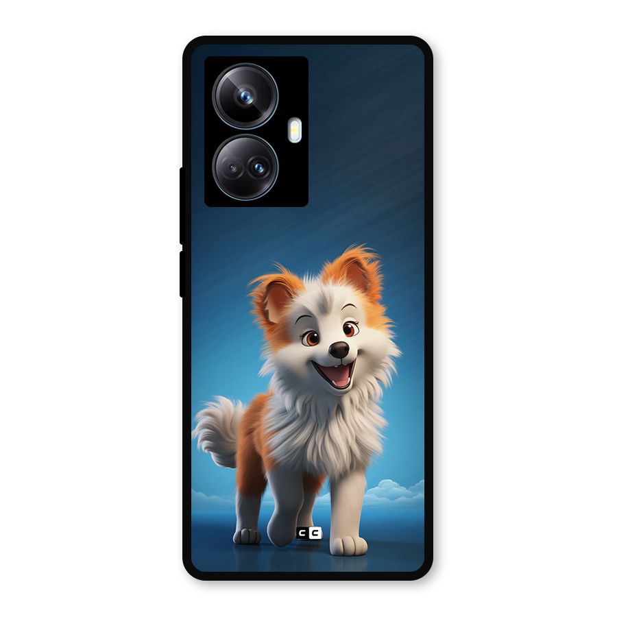 Cute Puppy Walking Metal Back Case for Realme 10 Pro Plus